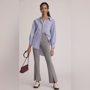 Anthropologie NWT
Maeve Flare Split Hem Pants Twill Gray Flared Pants